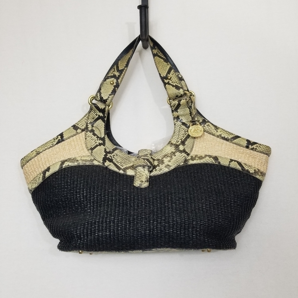 Vintage Brahmin Jute and Snakeskin Hobo bag